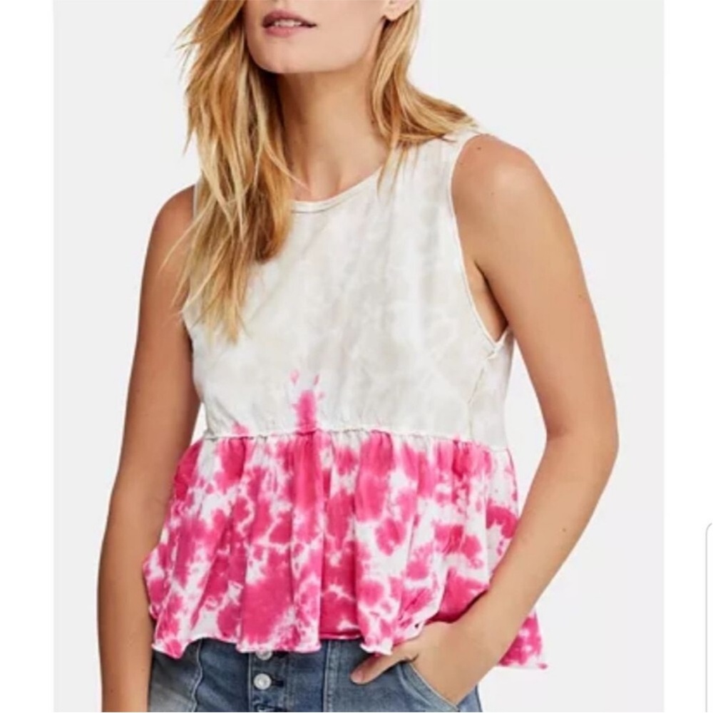 We The Free Anytime Tie Dye Pink Ombre Tank Top Size M